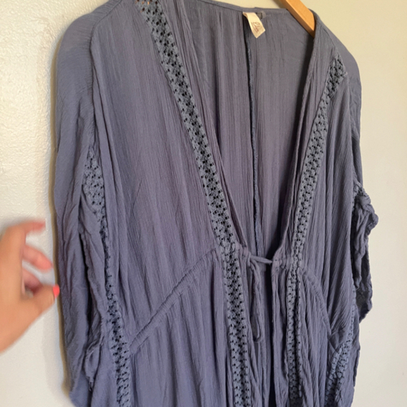 Elan Women’s One Size Kimono Cardigan – Slate Blue Boho Cover-Up - Picture 8 of 9